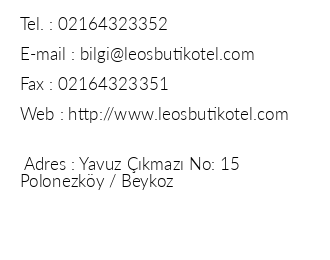 Leos Butik Otel iletiim bilgileri